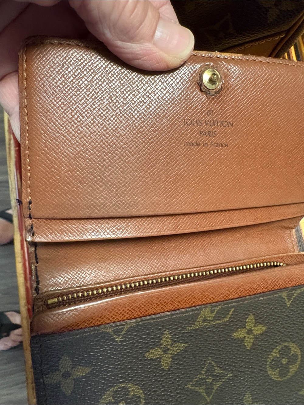 Louis Vuitton Dark Brown Monogram Canvas Bi-Fold Wallet with Gold Snap - Picture 7 of 12